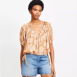 Loft Floral Side Tie Bubble Top Six XL NWT